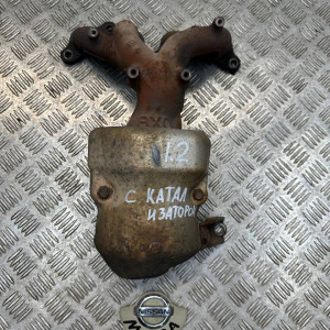 Коллектор выпускной 1,2 Nissan Micra K12 (2002-2011) 14004BX000 с катализатором 208A0BX00A